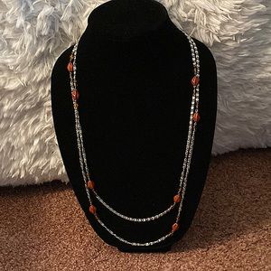 Fake red jasper metal necklace